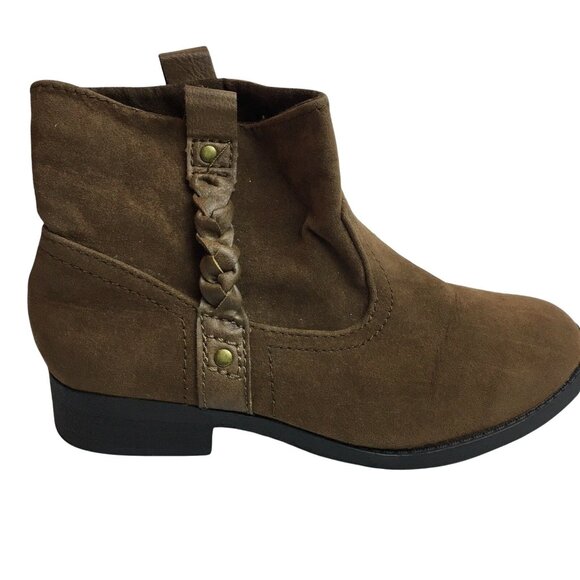 Womens Suede Ankle Boots Brown RC Report Size 6.5 M Winter Booties u - Picture 4 of 7